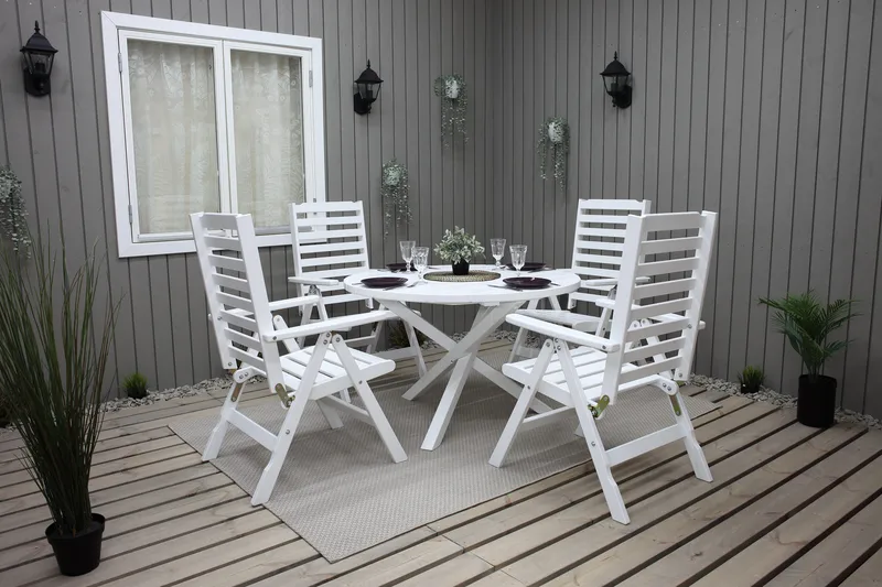 Trädgårdsbord Scottsdale Round Vit Ø 112 cm - Vit - Utemöbler & utemiljö - Utebord & trädgårdsbord - Matbord utomhus