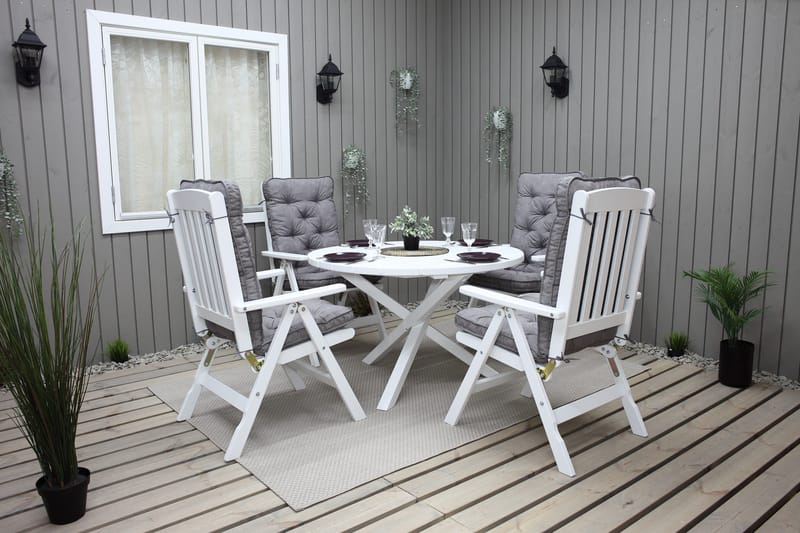 Trädgårdsbord Scottsdale Round Vit Ø 112 cm - Vit - Utemöbler & utemiljö - Utebord & trädgårdsbord - Matbord utomhus