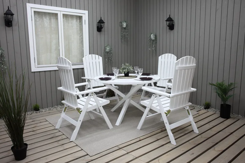 Trädgårdsbord Scottsdale Round Vit Ø 112 cm - Vit - Utemöbler & utemiljö - Utebord & trädgårdsbord - Matbord utomhus