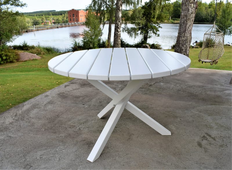 Trädgårdsbord Scottsdale Round Vit Ø 112 cm - Vit - Utemöbler & utemiljö - Utebord & trädgårdsbord - Matbord utomhus