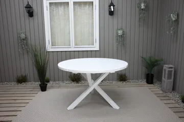 Trädgårdsbord Scottsdale Round Vit Ø 112 cm - Vit - Utemöbler & utemiljö - Utebord & trädgårdsbord - Matbord utomhus