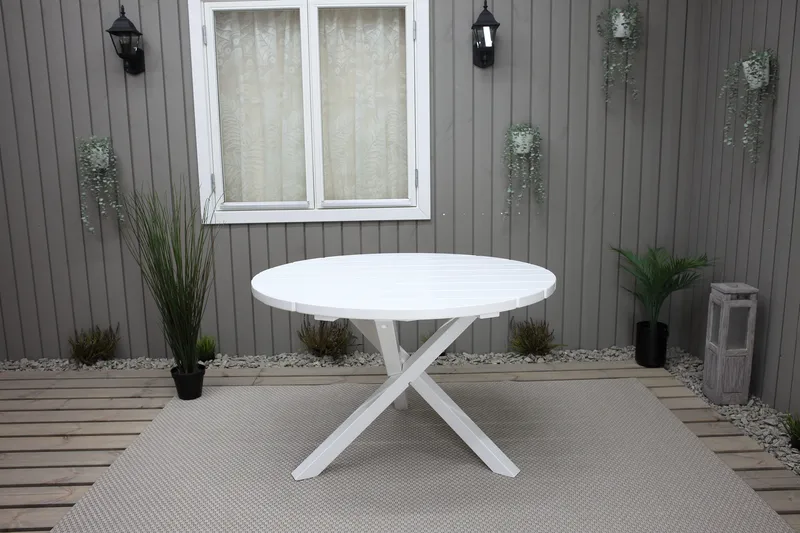 Trädgårdsbord Scottsdale Round Vit Ø 112 cm - Vit - Utemöbler & utemiljö - Utebord & trädgårdsbord - Matbord utomhus