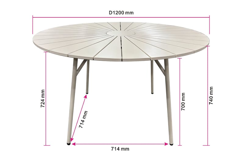 Tunis runt 120cm - Utemöbler & utemiljö - Utebord & trädgårdsbord - Matbord utomhus