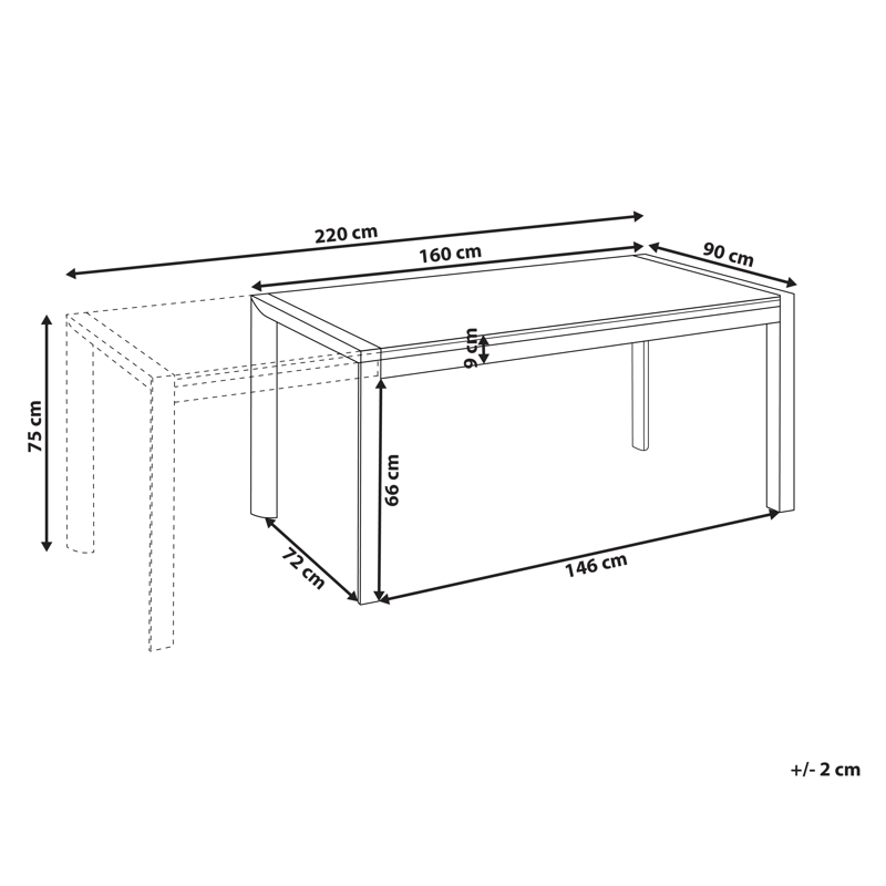Utdragbart Matbord utomhus Binasco 160/220 cm - Beige/Svart - Utemöbler & utemiljö - Utebord & trädgårdsbord - Matbord utomhus