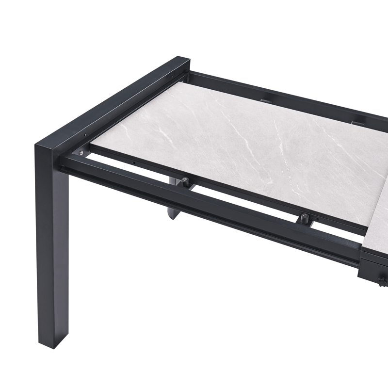 Utdragbart Matbord utomhus Binasco 160/220 cm - Beige/Svart - Utemöbler & utemiljö - Utebord & trädgårdsbord - Matbord utomhus