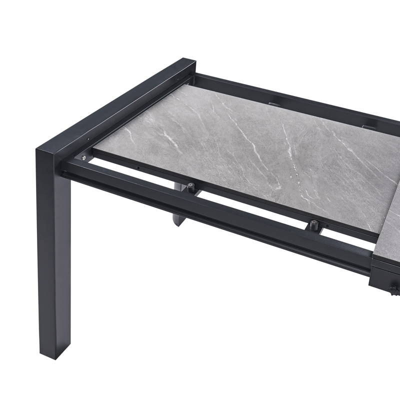 Utdragbart Matbord utomhus Binasco 90x160/220 cm - Grå/Svart - Utemöbler & utemiljö - Utebord & trädgårdsbord - Matbord utomhus