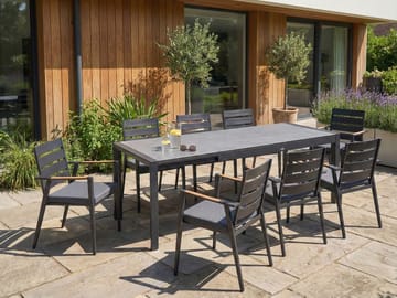 Utdragbart Matbord utomhus Binasco 90x160/220 cm - Grå/Svart - Utemöbler & utemiljö - Utebord & trädgårdsbord - Matbord utomhus