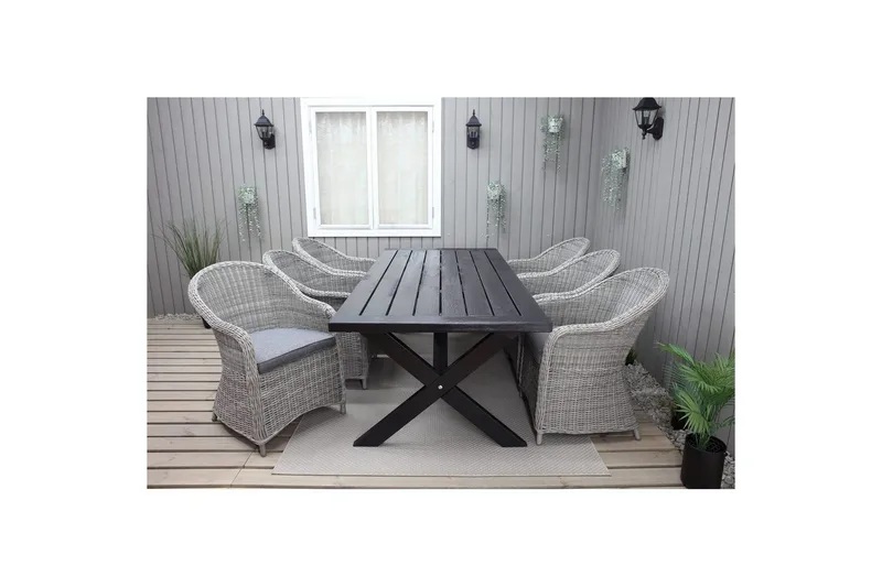 Utomhusbord Oxford 220 Svart - Svart - Utemöbler & utemiljö - Utebord & trädgårdsbord - Matbord utomhus