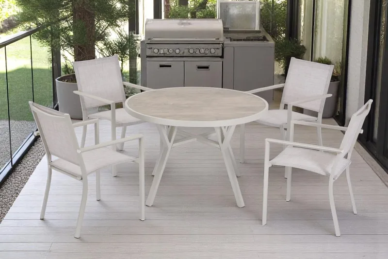 Utomhusbord Palermo rund Ø130 cm - grå/beige - Utemöbler & utemiljö - Utebord & trädgårdsbord - Matbord utomhus