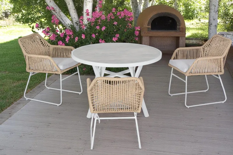 Utomhusbord Palermo rund Ø130 cm - grå/beige - Utemöbler & utemiljö - Utebord & trädgårdsbord - Matbord utomhus