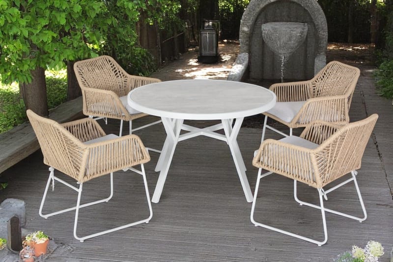 Utomhusbord Palermo rund Ø110 cm - grå/beige - Utemöbler & utemiljö - Utebord & trädgårdsbord - Matbord utomhus