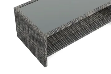Wisconsin Soffbord utomhus i konstrotting med glasskiva och hylla för förvaring 58x110x43 cm - Grå - Utemöbler & utemiljö - Utebord & trädgårdsbord - Loungebord & soffbord utomhus