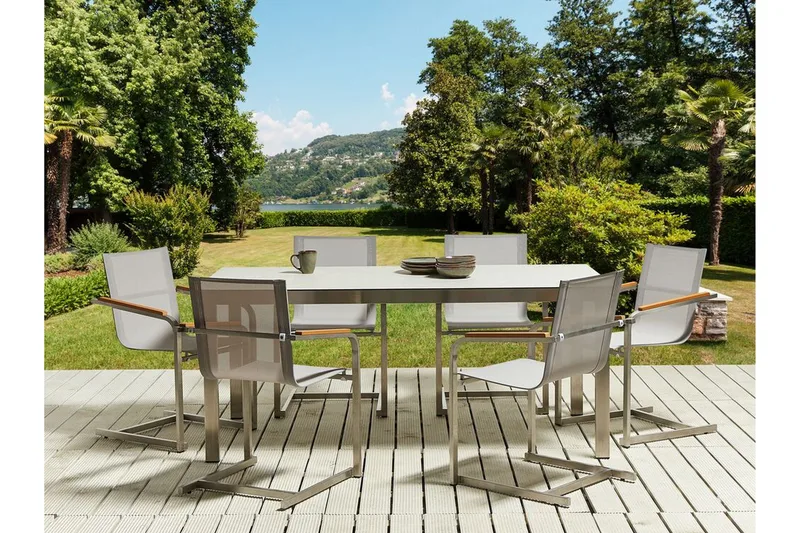 Zervo Matbord Utomhus 180x90 cm - Vit/Silver - Utemöbler & utemiljö - Utebord & trädgårdsbord - Matbord utomhus