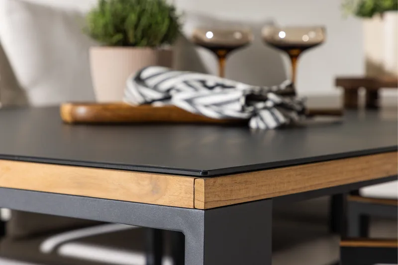 Aspvik Matgrupp 200x100cm - Svart/Teak - Utemöbler & utemiljö - Utegrupp - Matgrupp utomhus