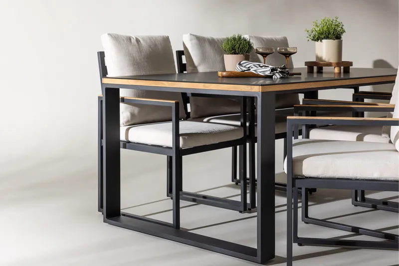 Aspvik Matgrupp 200x100cm - Svart/Teak - Utemöbler & utemiljö - Utegrupp - Matgrupp utomhus