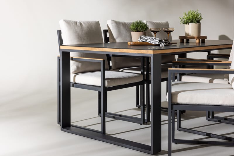 Aspvik Matgrupp 200x100cm - Svart/Teak - Utemöbler & utemiljö - Utegrupp - Matgrupp utomhus