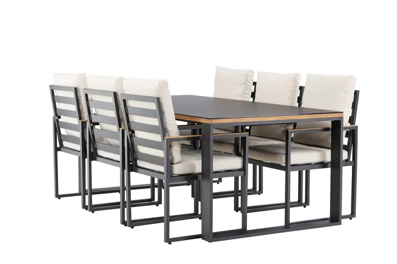 Aspvik Matgrupp 200x100cm - Svart/Teak - Utemöbler & utemiljö - Utegrupp - Matgrupp utomhus