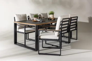 Aspvik Matgrupp 200x100cm - Svart/Teak - Utemöbler & utemiljö - Utegrupp - Matgrupp utomhus