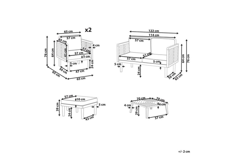 2-sitssoffa med fåtöljer Baratti - Utemöbler & utemiljö - Utegrupp - Soffgrupp utomhus