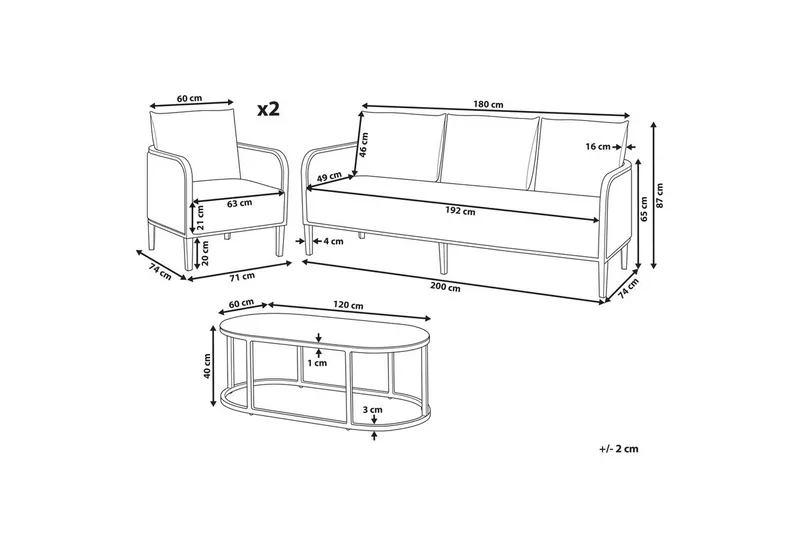 3-sitssoffa med fåtöljer Montefalco - Utemöbler & utemiljö - Utegrupp - Soffgrupp utomhus