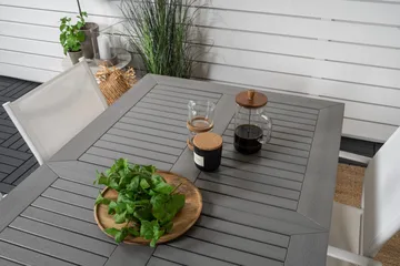 Albany Matgrupp Utomhus 150-210 cm Rektangulär med 4 Santorini Utestolar - Grå - Utemöbler & utemiljö - Utegrupp - Matgrupp utomhus