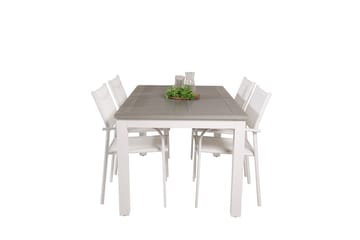 Albany Matgrupp Utomhus 150-210 cm Rektangulär med 4 Santorini Utestolar - Grå - Utemöbler & utemiljö - Utegrupp - Matgrupp utomhus