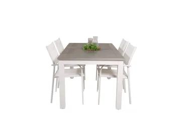 Albany Matgrupp Utomhus 150-210 cm Rektangulär med 4 Santorini Utestolar - Grå - Utemöbler & utemiljö - Utegrupp - Matgrupp utomhus