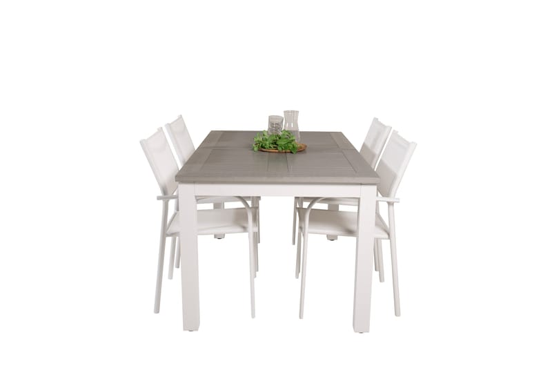 Albany Matgrupp Utomhus 150-210 cm Rektangulär med 4 Santorini Utestolar - Grå - Utemöbler & utemiljö - Utegrupp - Matgrupp utomhus