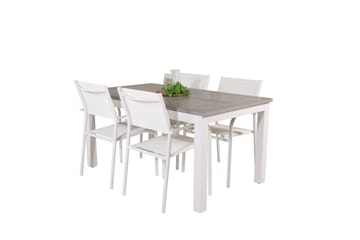 Albany Matgrupp Utomhus 150-210 cm Rektangulär med 4 Santorini Utestolar - Grå - Utemöbler & utemiljö - Utegrupp - Matgrupp utomhus