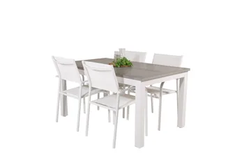 Albany Matgrupp Utomhus 150-210 cm Rektangulär med 4 Santorini Utestolar - Grå - Utemöbler & utemiljö - Utegrupp - Matgrupp utomhus