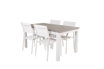 Albany Matgrupp Utomhus 150-210 cm Rektangulär med 4 Santorini Utestolar - Grå - Utemöbler & utemiljö - Utegrupp - Matgrupp utomhus