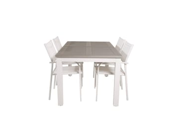 Albany Matgrupp Utomhus 150-210 cm Rektangulär med 4 Santorini Utestolar - Grå - Utemöbler & utemiljö - Utegrupp - Matgrupp utomhus