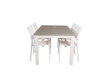 Albany Matgrupp Utomhus 150-210 cm Rektangulär med 4 Santorini Utestolar - Grå - Utemöbler & utemiljö - Utegrupp - Matgrupp utomhus