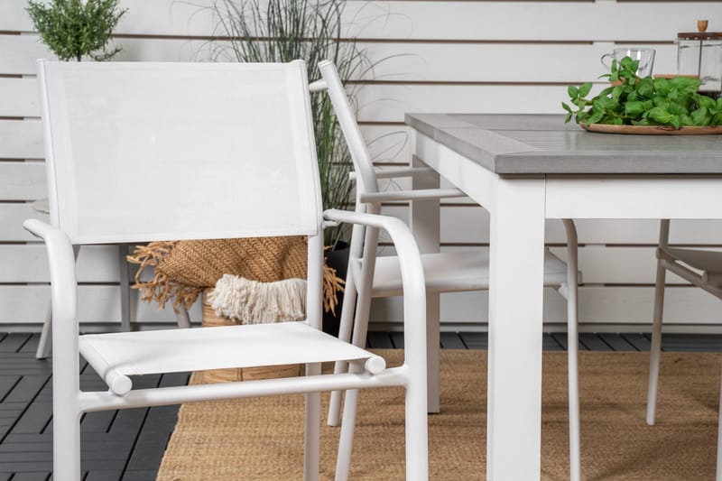 Albany Matgrupp Utomhus 150-210 cm Rektangulär med 4 Santorini Utestolar - Grå - Utemöbler & utemiljö - Utegrupp - Matgrupp utomhus