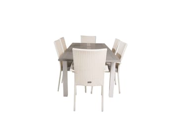Albany Matgrupp Utomhus 150-210 cm Rektangulär med 6 Anna Utestolar - Grå - Utemöbler & utemiljö - Utegrupp - Matgrupp utomhus