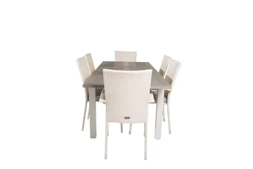 Albany Matgrupp Utomhus 150-210 cm Rektangulär med 6 Anna Utestolar - Grå - Utemöbler & utemiljö - Utegrupp - Matgrupp utomhus