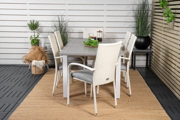 Albany Matgrupp Utomhus 150-210 cm Rektangulär med 6 Anna Utestolar - Grå - Utemöbler & utemiljö - Utegrupp - Matgrupp utomhus