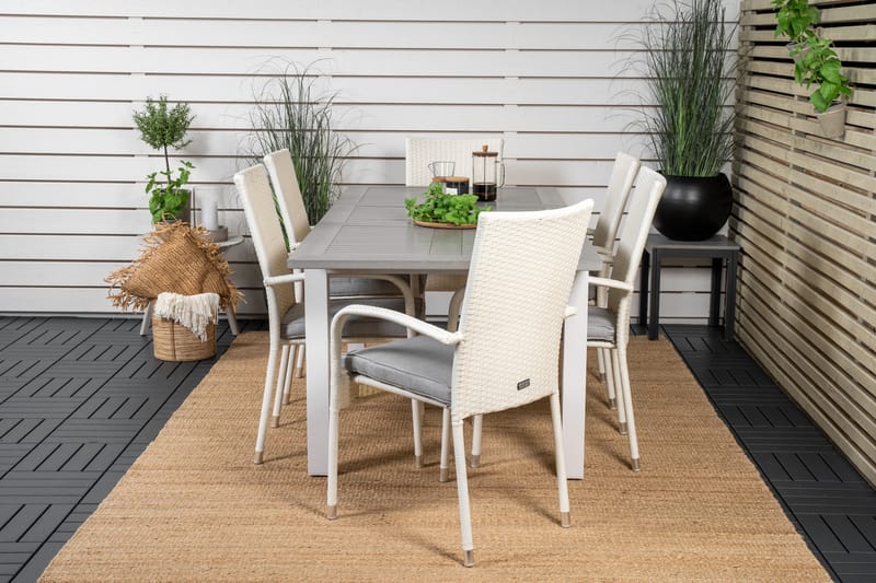 Albany Matgrupp Utomhus 150-210 cm Rektangulär med 6 Anna Utestolar - Grå - Utemöbler & utemiljö - Utegrupp - Matgrupp utomhus