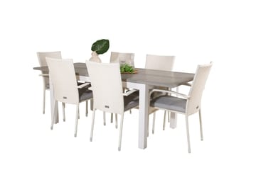 Albany Matgrupp Utomhus 150-210 cm Rektangulär med 6 Anna Utestolar - Grå - Utemöbler & utemiljö - Utegrupp - Matgrupp utomhus