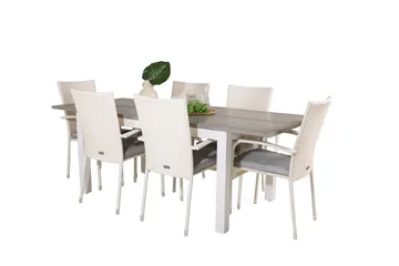 Albany Matgrupp Utomhus 150-210 cm Rektangulär med 6 Anna Utestolar - Grå - Utemöbler & utemiljö - Utegrupp - Matgrupp utomhus