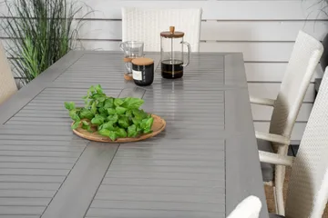 Albany Matgrupp Utomhus 150-210 cm Rektangulär med 6 Anna Utestolar - Grå - Utemöbler & utemiljö - Utegrupp - Matgrupp utomhus