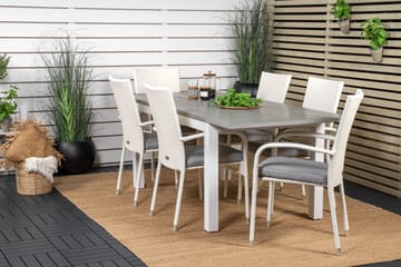 Albany Matgrupp Utomhus 150-210 cm Rektangulär med 6 Anna Utestolar - Grå - Utemöbler & utemiljö - Utegrupp - Matgrupp utomhus