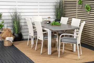 Albany Matgrupp Utomhus 150-210 cm Rektangulär med 6 Anna Utestolar - Grå - Utemöbler & utemiljö - Utegrupp - Matgrupp utomhus