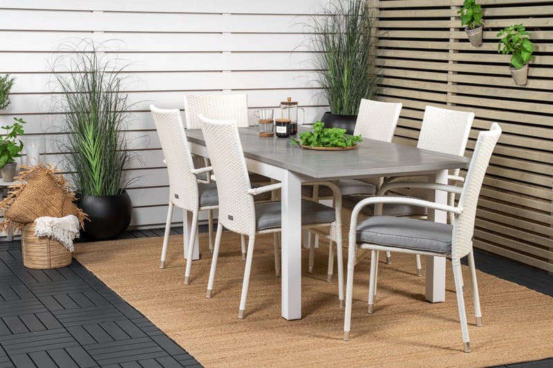 Albany Matgrupp Utomhus 150-210 cm Rektangulär med 6 Anna Utestolar - Grå - Utemöbler & utemiljö - Utegrupp - Matgrupp utomhus