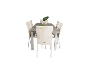 Albany Matgrupp Utomhus 150-210 cm Rektangulär med 6 Anna Utestolar - Grå - Utemöbler & utemiljö - Utegrupp - Matgrupp utomhus