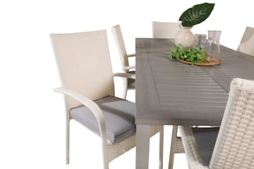 Albany Matgrupp Utomhus 150-210 cm Rektangulär med 6 Anna Utestolar - Grå - Utemöbler & utemiljö - Utegrupp - Matgrupp utomhus