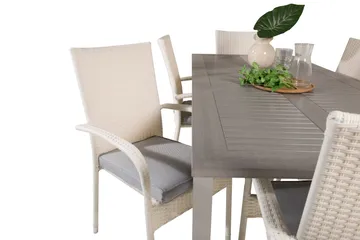 Albany Matgrupp Utomhus 150-210 cm Rektangulär med 6 Anna Utestolar - Grå - Utemöbler & utemiljö - Utegrupp - Matgrupp utomhus