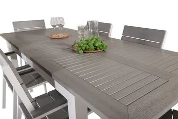 Albany Matgrupp Utomhus 150-210 cm Rektangulär med 6 Levels Utestolar - Grå - Utemöbler & utemiljö - Utegrupp - Matgrupp utomhus