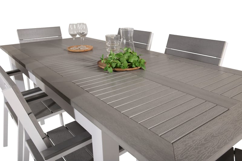 Albany Matgrupp Utomhus 150-210 cm Rektangulär med 6 Levels Utestolar - Grå - Utemöbler & utemiljö - Utegrupp - Matgrupp utomhus