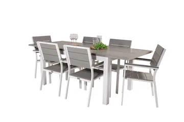 Albany Matgrupp Utomhus 150-210 cm Rektangulär med 6 Levels Utestolar - Grå - Utemöbler & utemiljö - Utegrupp - Matgrupp utomhus